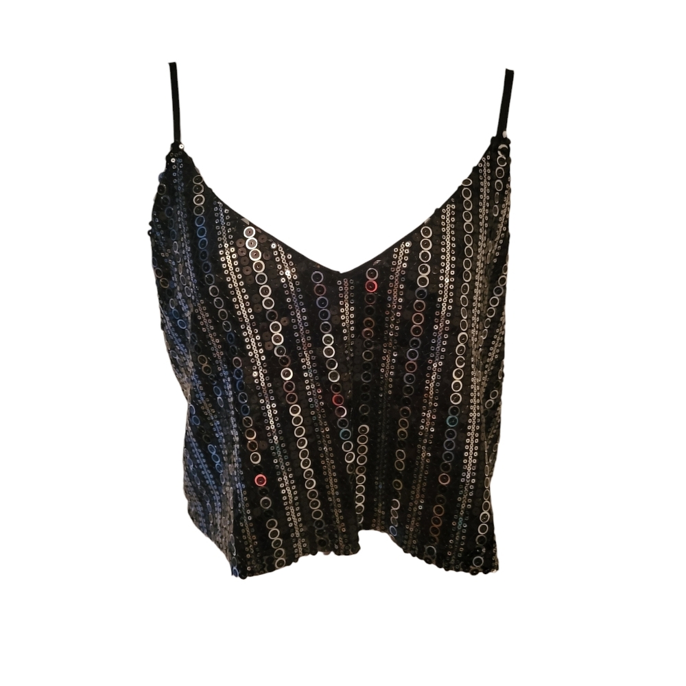 Forever21 Crop Top Black/Silver sz S